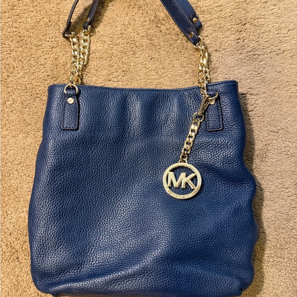 Michael Kors Handbags - Michael Kors Blue Pebble Leather Hobo Style Bag